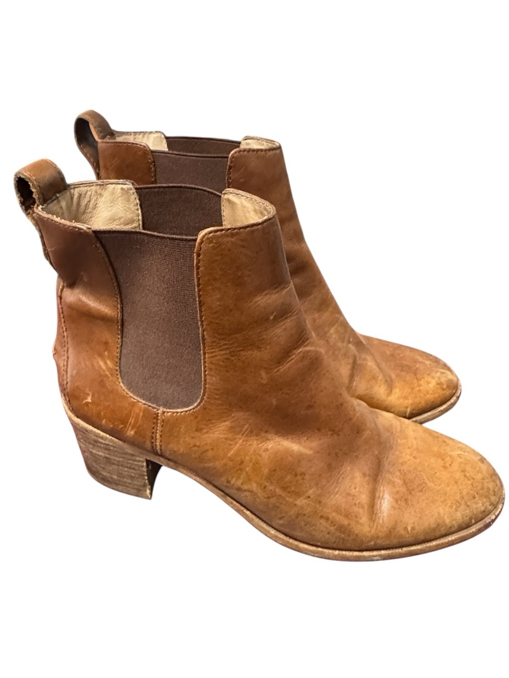 Madewell High End Heeled Brown Women's 10 Distressed Chelsea Leather Ankle Boots